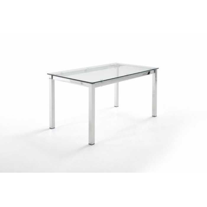 Mesa de cristal PINEDA, estructura perimetral de acero, medida 160x90 cm