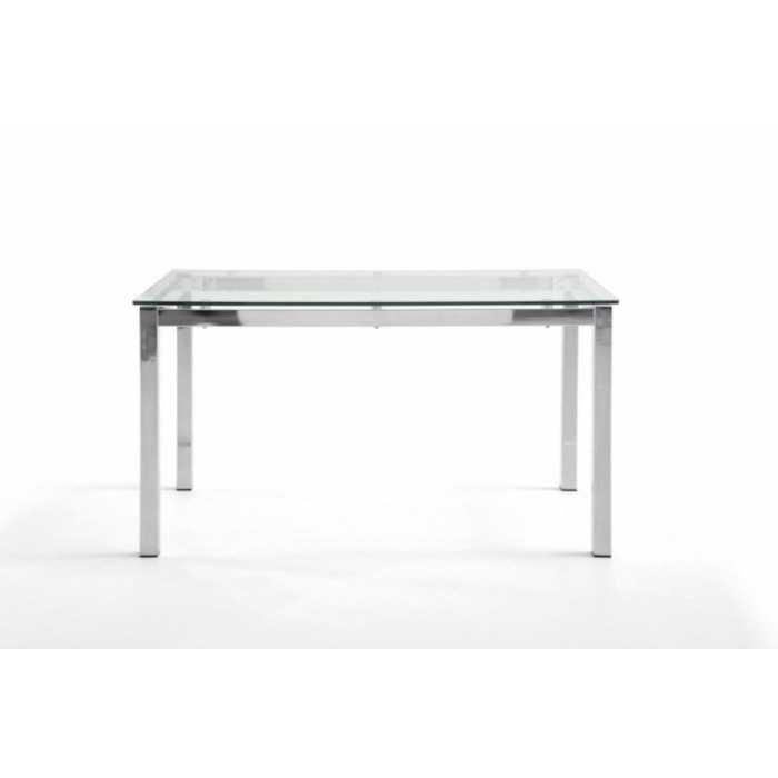 Mesa de cristal PINEDA, estructura perimetral de acero, medida 160x90 cm
