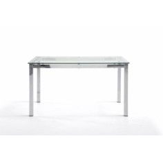 Mesa de cristal PINEDA, estructura perimetral de acero, medida 160x90 cm