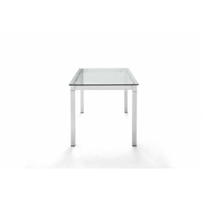 Mesa de cristal PINEDA, estructura perimetral de acero, medida 160x90 cm