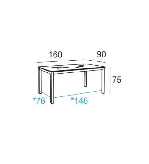 Mesa de cristal PINEDA, estructura perimetral de acero, medida 160x90 cm Mesa de cristal PINEDA, estructura perimetral de acero, medida 160x90 cm