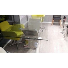 Mesa de cristal ESTEFANIA, base de acero, medida 200x100 cm