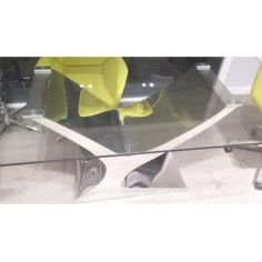 Mesa de cristal ESTEFANIA, base de acero, medida 200x100 cm