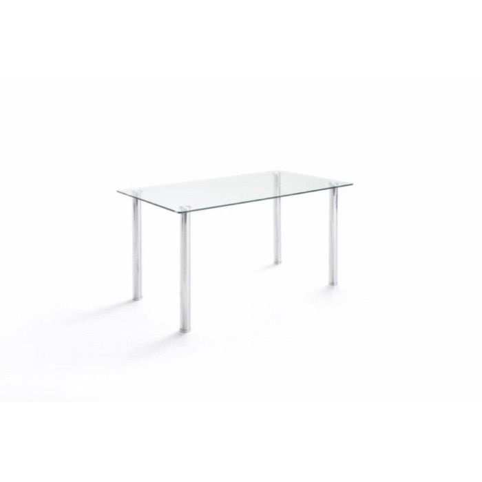 Mesa de cristal SORAYA, estructura 4 patas redondas, medida 120x70 cm
