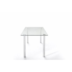 Mesa de cristal SORAYA, estructura 4 patas redondas, medida 120x70 cm