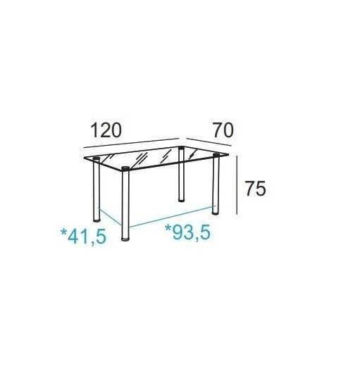 Mesa de cristal SORAYA, estructura 4 patas redondas, medida 120x70 cm Mesa de cristal SORAYA, estructura 4 patas redondas, medida 120x70 cm