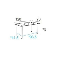 Mesa de cristal SORAYA, estructura 4 patas redondas, medida 120x70 cm