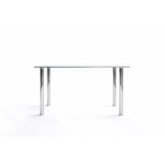 Mesa de cristal SORAYA, estructura 4 patas redondas, medida 140x80 cm
