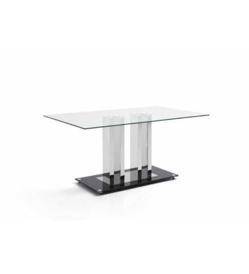 Mesa de cristal PILAR, base de columnas cromada, medida 150x90 cm Mesa de cristal PILAR, base de columnas cromada, medida 150x90 cm