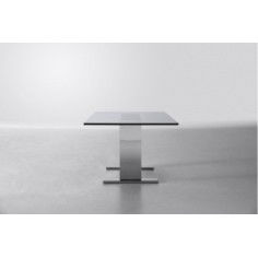 Mesa de cristal KOSTA, sala de espera, base de acero, medida 120x60 cm