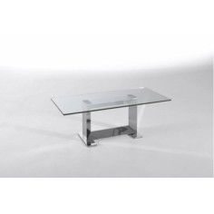 Mesa de cristal KOSTA, sala de espera, base de acero, medida 120x60 cm