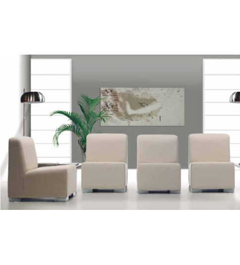 Sillón salas de espera P-KAR, patas de acero, acolchado y tapizado, sin brazos Sillón salas de espera P-KAR, patas de acero, acolchado y tapizado, sin brazos