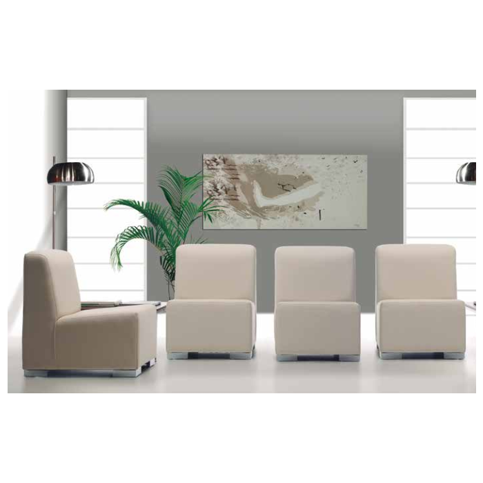 Sillón salas de espera P-KAR, patas de acero, acolchado y tapizado, sin brazos Sillón salas de espera P-KAR, patas de acero, acolchado y tapizado, sin brazos