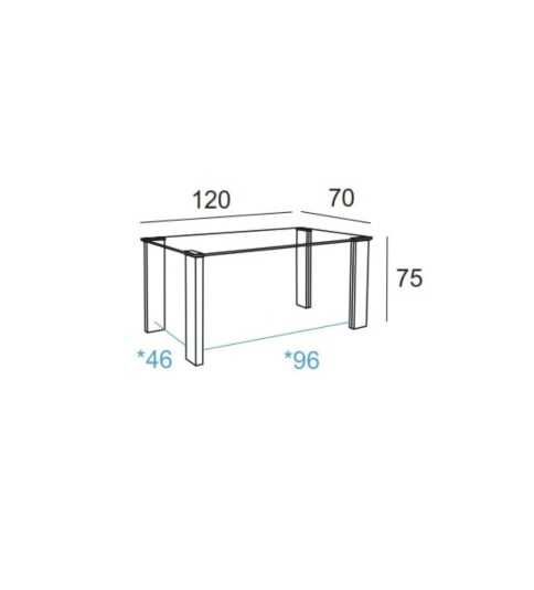 Mesa de cristal ESTRELLA PLUS, patas rectangulares, medida 120x70 cm Mesa de cristal ESTRELLA PLUS, patas rectangulares, medida 120x70 cm