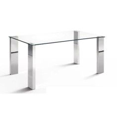 Mesa de cristal ESTRELLA PLUS, patas rectangulares, medida 120x90 cm