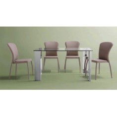 Mesa de cristal ESTRELLA PLUS, patas rectangulares, medida 120x90 cm