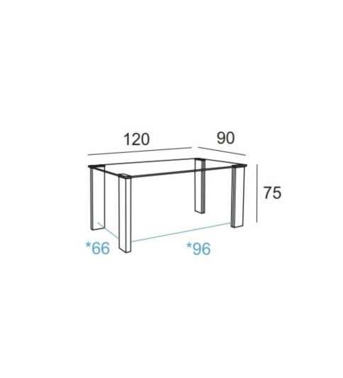 Mesa de cristal ESTRELLA PLUS, patas rectangulares, medida 120x90 cm Mesa de cristal ESTRELLA PLUS, patas rectangulares, medida 120x90 cm