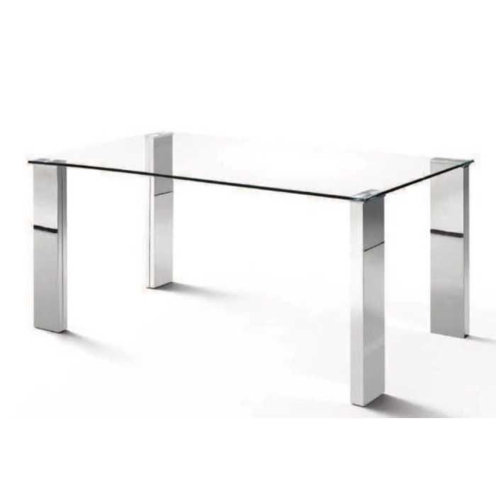 Mesa de cristal ESTRELLA PLUS, patas rectangulares, medida 140x80 cm