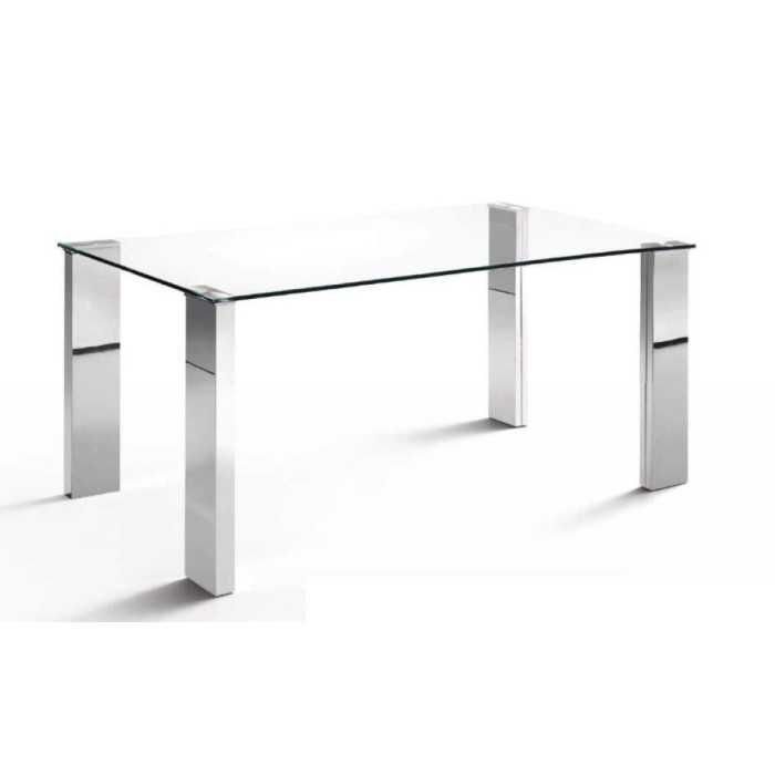 Mesa de cristal ESTRELLA PLUS, patas rectangulares, medida 140x80 cm