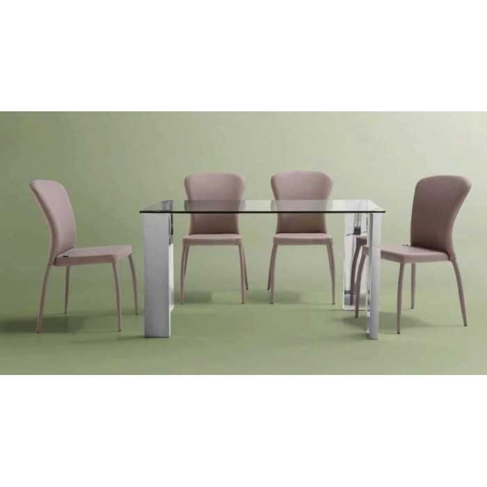 Mesa de cristal ESTRELLA PLUS, patas rectangulares, medida 140x80 cm