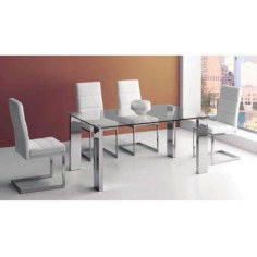 Mesa de cristal ESTRELLA PLUS, patas rectangulares, medida 160x90 cm