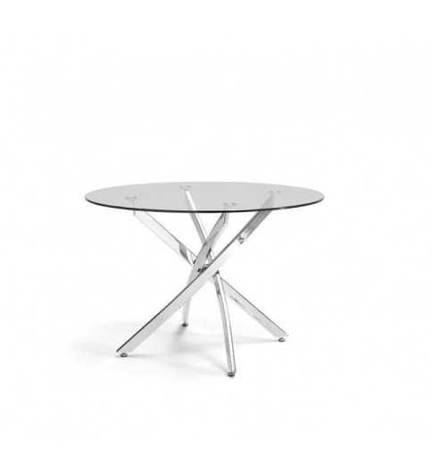 Mesa de cristal FONTANA, redonda, patas entrelazadas, diámetro 110 cm Mesa de cristal FONTANA, redonda, patas entrelazadas, diámetro 110 cm