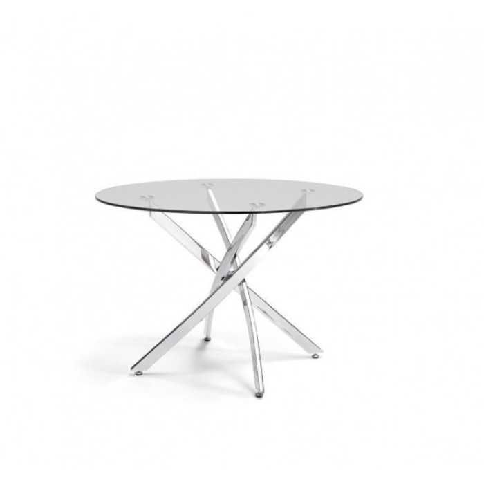 Mesa de cristal FONTANA, redonda, patas entrelazadas, diámetro 110 cm