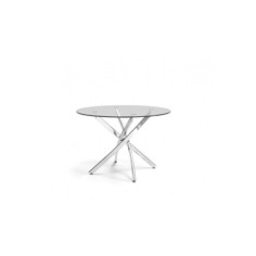Mesa de cristal FONTANA, redonda, patas entrelazadas, diámetro 110 cm