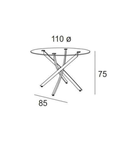 Mesa de cristal FONTANA, redonda, patas entrelazadas, diámetro 110 cm Mesa de cristal FONTANA, redonda, patas entrelazadas, diámetro 110 cm