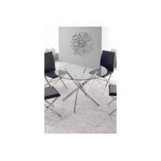 Mesa de cristal FONTANA, redonda, patas entrelazadas, diámetro 110 cm