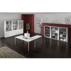 Mesa de oficina PORTICO + ala derecha, estructura metálica