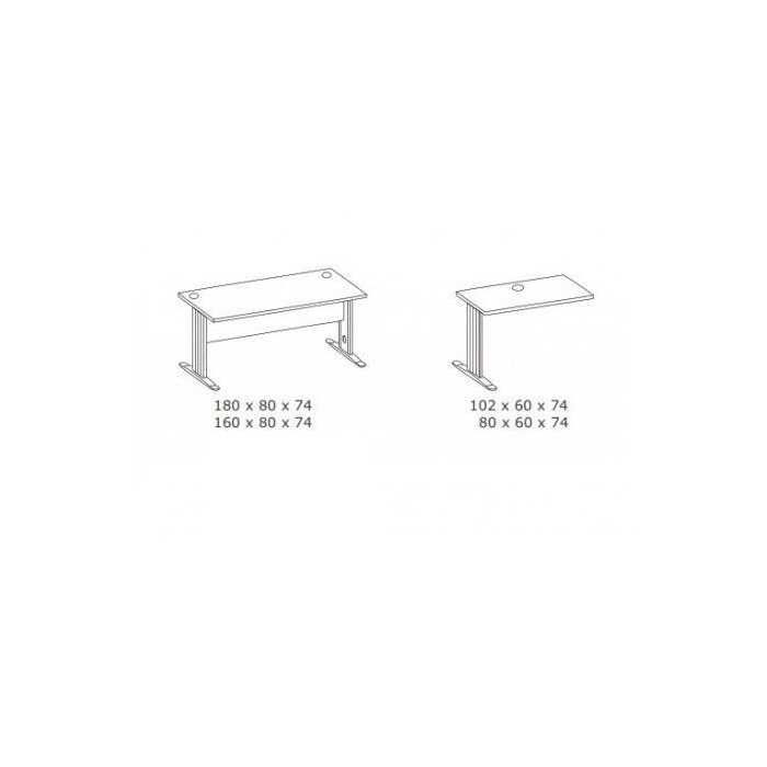 Mesa de oficina EURO 3000 con ala de Euromof