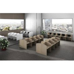 Módulo call center individual de madera esquinas redondeadas