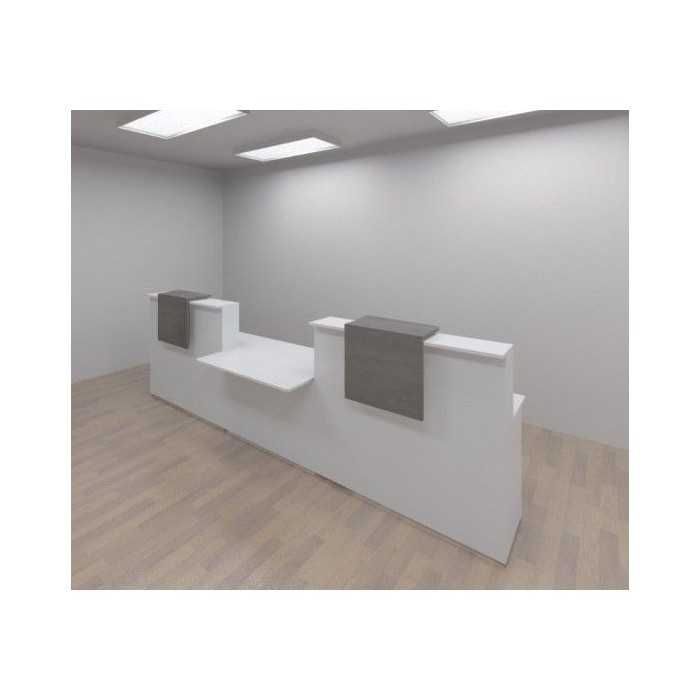 Mostrador recepción BASIC 340 cm blanco con sobremostrador color configurable Mostrador recepción BASIC 340 cm blanco con sobremostrador color configurable