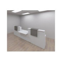 Mostrador recepción BASIC 340 cm blanco con sobremostrador color configurable Mostrador recepción BASIC 340 cm blanco con sobremostrador color configurable