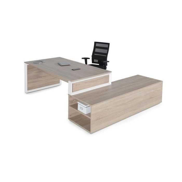 Mesa de despacho OMEGA con armario auxiliar lado izquierdo