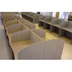 Call center de madera para 6 puestos de trabajo enfrentados