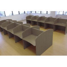 Call center de madera para 6 puestos de trabajo enfrentados