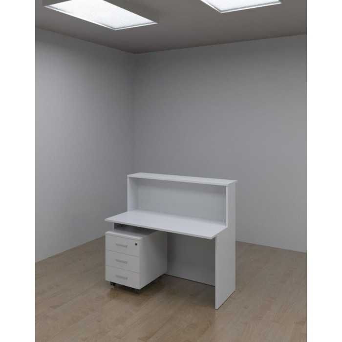 Mostrador recepción BASIC ancho 120 cm + cajonera 3 cajones, color blanco Mostrador recepción BASIC ancho 120 cm + cajonera 3 cajones, color blanco