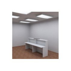 Mostrador de recepción BASIC 240 cm, color blanco, con sobremostrador nebraska