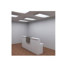 Mostrador de recepción BASIC 240 cm, color blanco, con sobremostrador nebraska