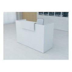 Mostrador recepción MOBI Blanco y detalles blancos, ancho 120 cm, sobremostrador metálico Mostrador recepción MOBI Blanco y detalles blancos, ancho 120 cm, sobremostrador metálico