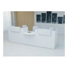 Mostrador recepción MOBI 320 cm, color blanco,  sobremostradores metálicos Mostrador recepción MOBI 320 cm, color blanco,  sobremostradores metálicos