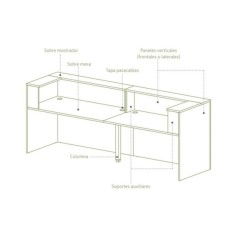 Mostrador de recepción doble ZETA, con pasacables, color configurable