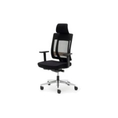 Silla de oficina MONTREAL, respaldo en malla con cabecero, brazos regulables 3D