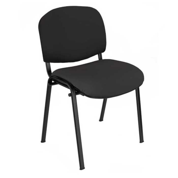 Silla confidente ISO, sin brazos, tapizado tela o polipiel,  patas negras