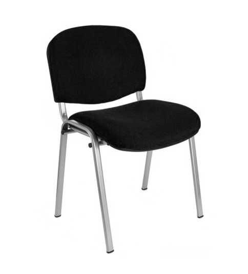 Silla confidente ISO, sin brazos, tapizado tela o polipiel, patas grises Silla confidente ISO, sin brazos, tapizado tela o polipiel, patas grises