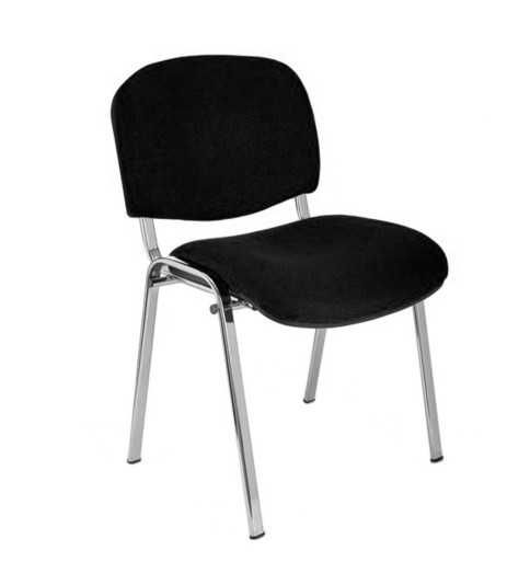 Silla confidente ISO, sin brazos, tapizado tela o polipiel, patas cromadas Silla confidente ISO, sin brazos, tapizado tela o polipiel, patas cromadas