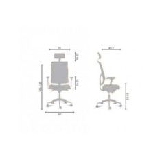Silla ergonómica AZAHARA 4 blanca, respaldo malla, cabecero, brazos 2D Silla ergonómica AZAHARA 4 blanca, respaldo malla, cabecero, brazos 2D