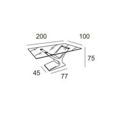 Mesa de cristal ESTEFANIA, base de acero, medida 200x100 cm